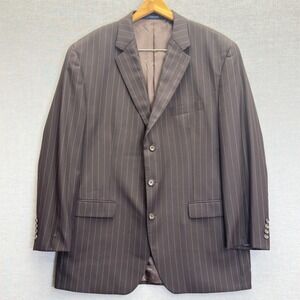 Ralph Lauren Brown Wool Pinstripe Blazer Suit Jacket Classic Fit Sz 48L Read